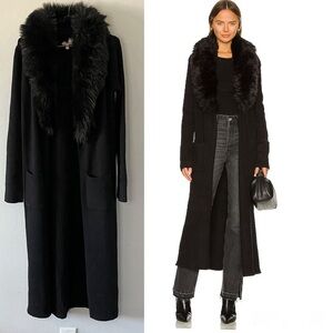 Show Me Your MuMu Black Fur Collar Cardigan